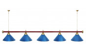 Лампа STARTBILLIARDS 5 пл. (плафоны синие,штанга хром,фурнитура хром)