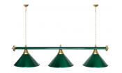 Лампа STARTBILLIARDS 3 пл. (плафоны зеленые,штанга зеленая,фурнитура золото,доп. крепление по центру, питание по центру)
