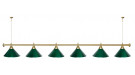 Лампа STARTBILLIARDS 6 пл. (плафоны зеленые матовые,штанга золотая,фурнитура хром,2)