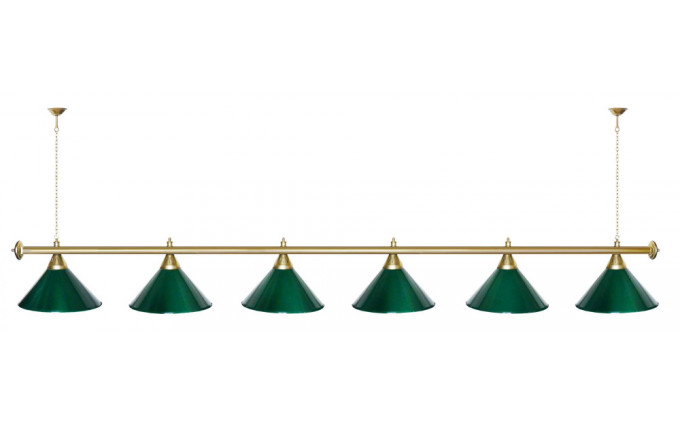 Лампа STARTBILLIARDS 6 пл. (плафоны зеленые,штанга бронза,фурнитура бронза)