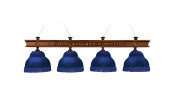 Лампа Ампир 4пл. ясень (№3,бархат синий,бахрома синяя,фурнитура золото)
