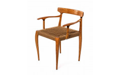 Дизайнерское кресло ручной работы с плетёным сиденьем