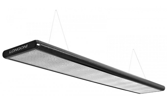 Лампа плоская люминесцентная «Longoni Nautilus» (черная, серебристый отражатель, 320x31x6см)